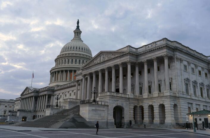 A person standing in front of the capitol building.