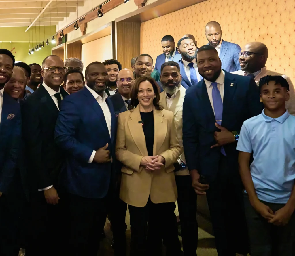 Kamala Harris with Black men supporter