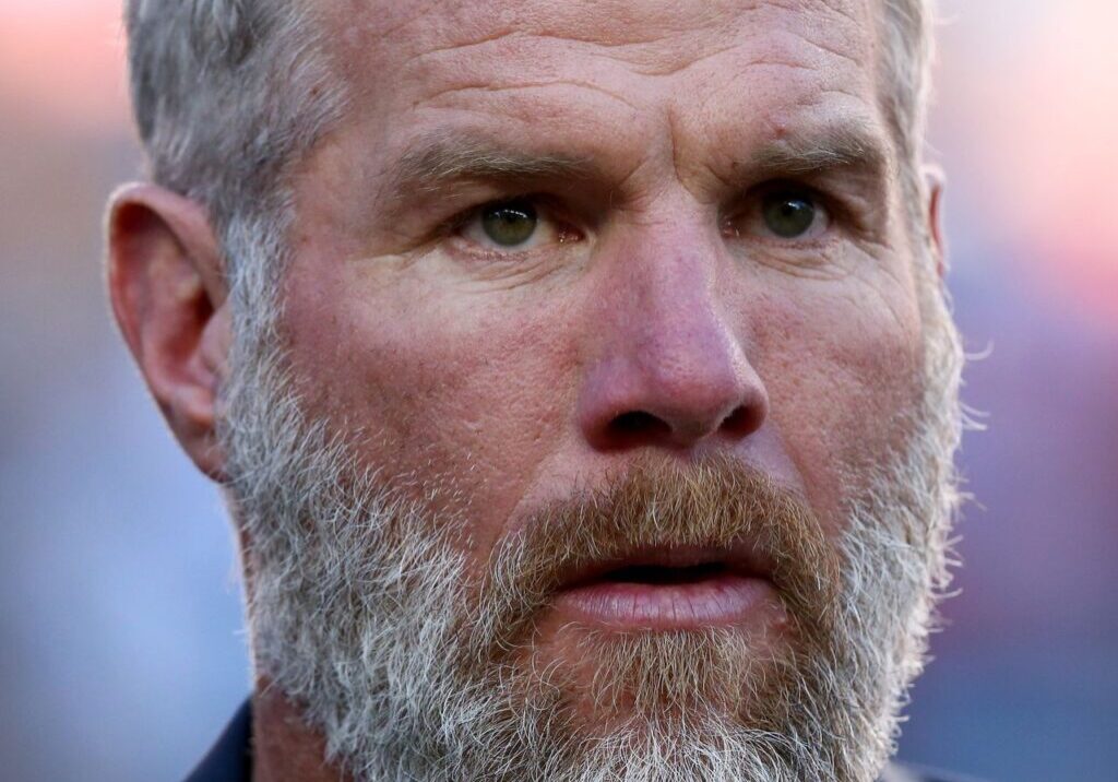 A close-up shot of the person Brett Favre