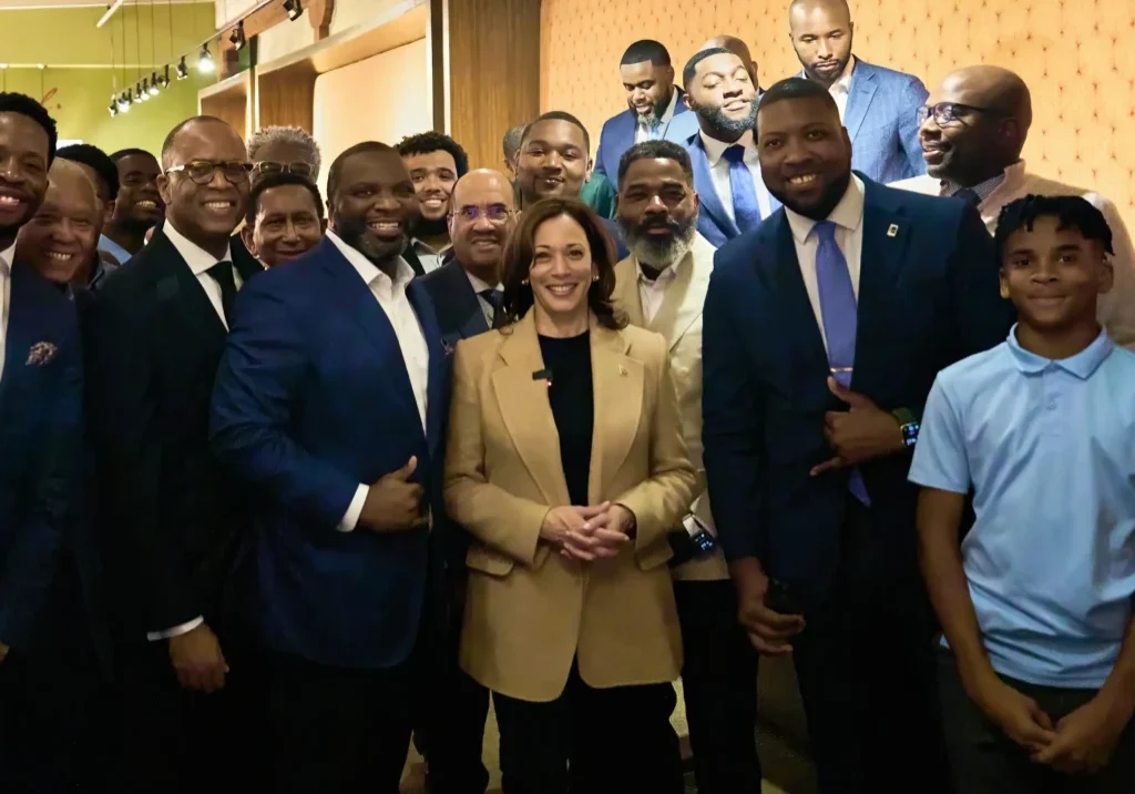 Kamala Harris with Black men supporter